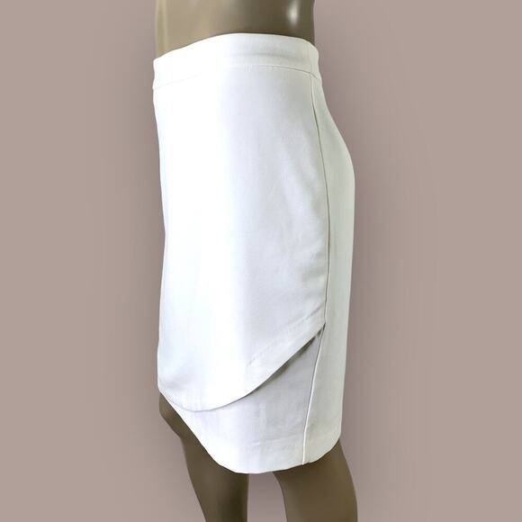 Saint Tropez West Chiffon Wrap Pencil Casual Skirt Lined Size 6 Cream Whte - Picture 3 of 14